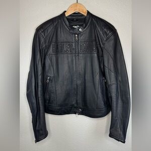 Harley‑Davidson Women’s Genuine Leather‎ Moto Jacket Size M Black Biker